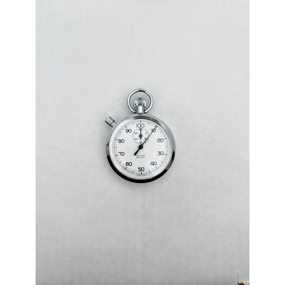 Racine Select Vintage Mechanical Stopwatch Swiss Silver Tone 100 Second Dial New